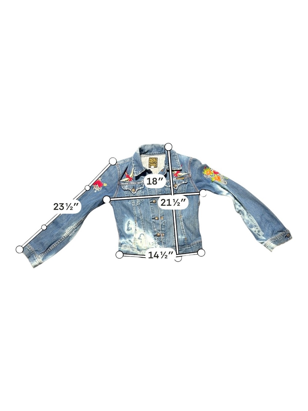 Y2K VTG Lucky Brand Womens Small Denim Jacket Embroidered Acid Hippie Boho - Picture 10 of 11